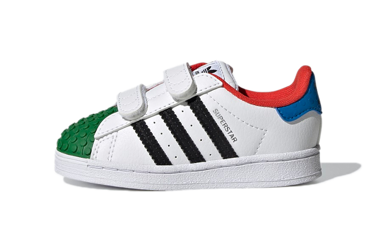 Детские кроссовки LEGO x adidas originals SUPERSTAR CF (бело-зелено-синие)