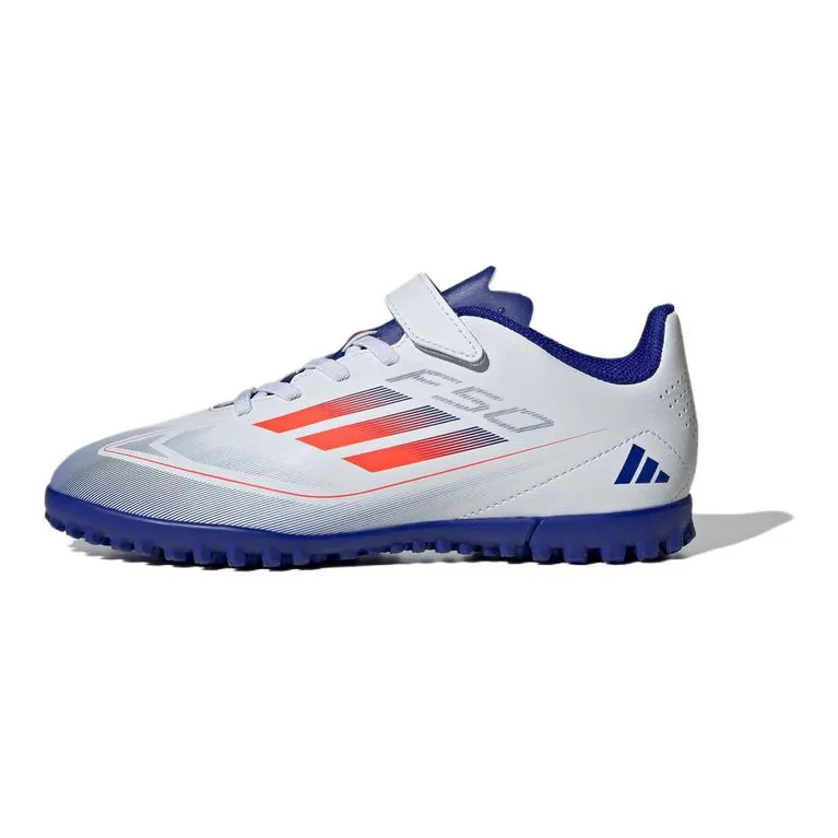 Adidas F50 CLUB Fabric Slip Resistant Abrasion Resistant Low top Soccer Shoes White Blue Kids'