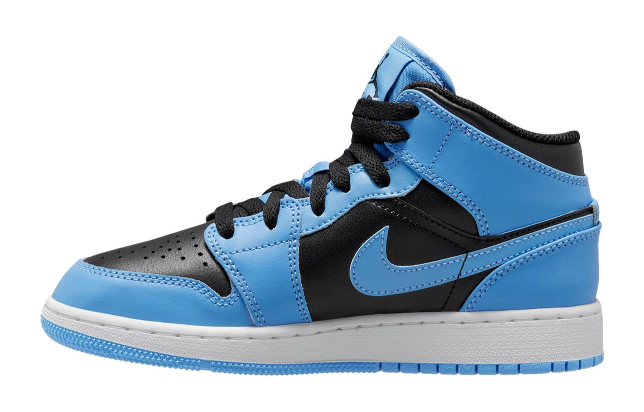 Кроссовки Jordan Air Jordan 1 Mid University Blue (черно-синие)