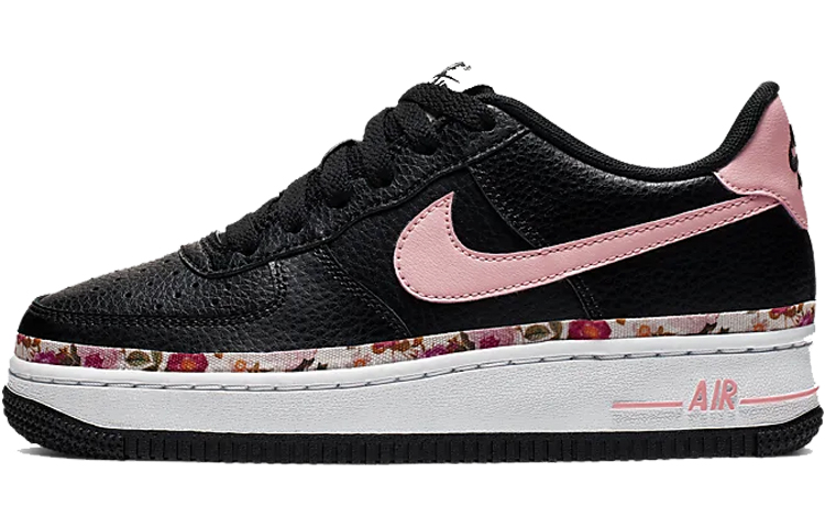 Кеды Nike Air Force 1 Vintage Floral "pink Tint" GS (черно-розовые) — фото 1