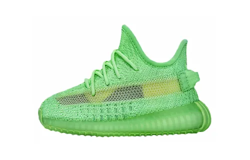 Adidas originals Yeezy Boost 350 V2 luminous green Glow in the Dark shock-absorbing support low-cut sports and casual shoes for infants and young children