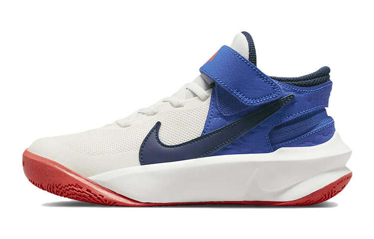 Nike Team Hustle D 10 Flyease Slip Resistant Cushioning Abrasion Resistant Low top Basketball Shoes White Blue Unisex