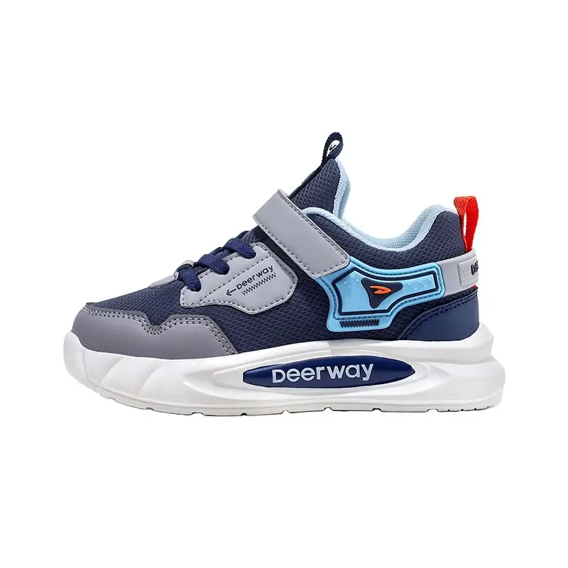 DEERWAY Delhui Synthetic Leather Fashionable Casual Sports Children's Shoes Series Comfortable Soft Sole Anti-slip Wear-Resistant Waterproof Lightweight Shock Absorption Warmth Low-top Running Shoes Sky Blue Children's Style