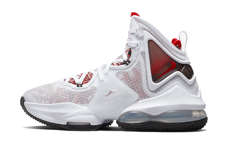 Nike Lebron 19 James 19 Manuscript Practical High Top Basketball Shoes White Red