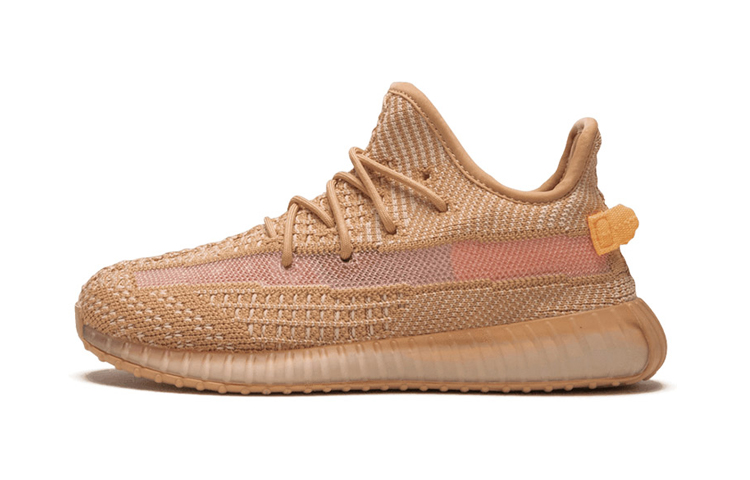 Adidas originals Yeezy Boost 350 V2 Clay \"Clay\" America limited sports anti-slip shock absorption wear-resistant low-top children's casual shoes yellow small and medium-sized children