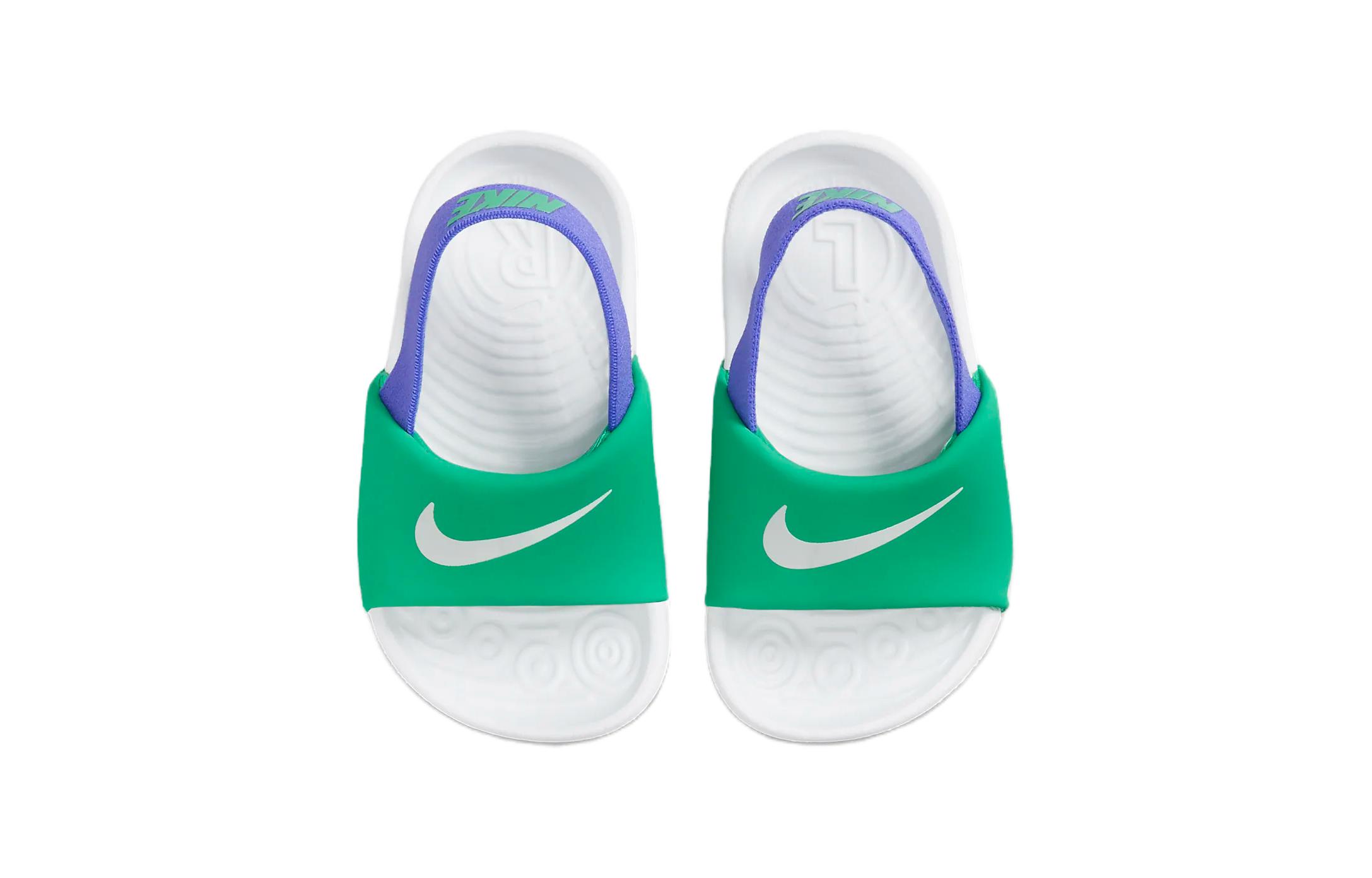 Детские шлепанцы Nike Kawa (бело-зелено-синие) — фото 4