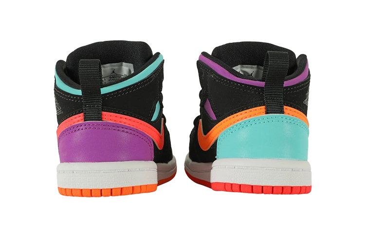 Детские кроссовки Jordan Air Jordan 1 Mid (черно-оранжево-фиолетовые) — фото 5