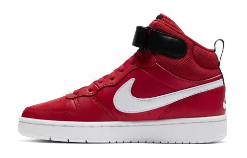 Nike Court Borough 2 Mid 2 Slip Resistant Cushioning Abrasion Resistant Mid top Skateboard Shoes Red White Unisex