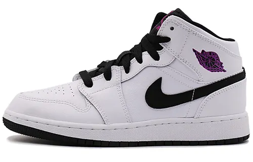 Jordan 1 Mid White Black Fuchsia Blast GS