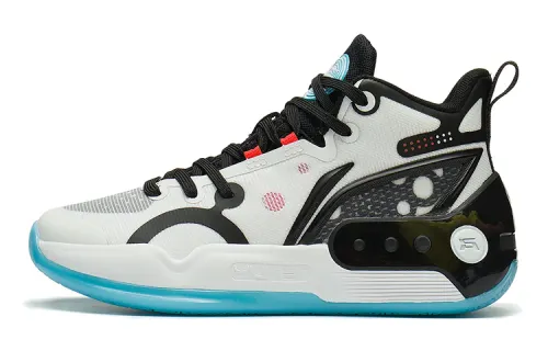 Li Ning Children's Synthetic Leather Yushuai 16 Sports Comfortable Shock Absorbing Wear-Resistant Breathable Mid-top Basketball Shoes White Black Blue Same Style for Men and Women