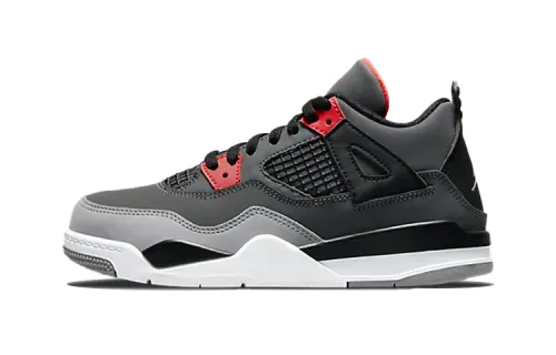 Jordan Air Jordan 4 retro comfortable and durable mid-top retro basketball shoes black and gray for children and middle-aged children