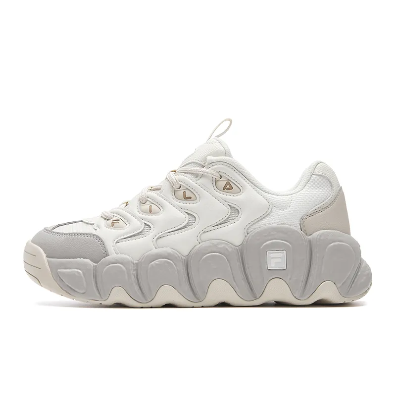FILA CROISSANT 1S Abrasion Resistant Support Lightweight Height Increasing Low top Chunky Sneakers Women's White Gray