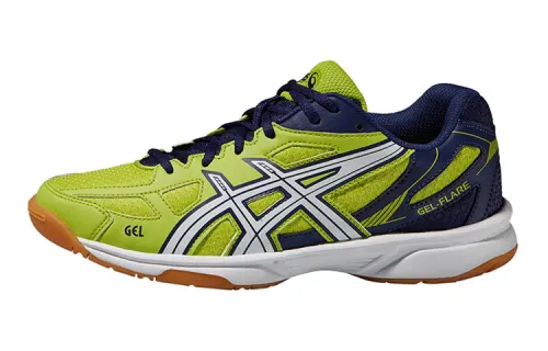 ASICS Gel-Flare 5 comfortable wear-resistant low-top volleyball training shoes blue and yellow youth