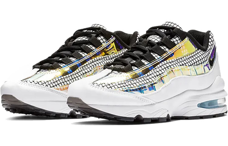 Кроссовки Nike NikeAir Max 95 GS (белые) — 白色/视线蓝/爆炸绿黄/黑 — фото 5
