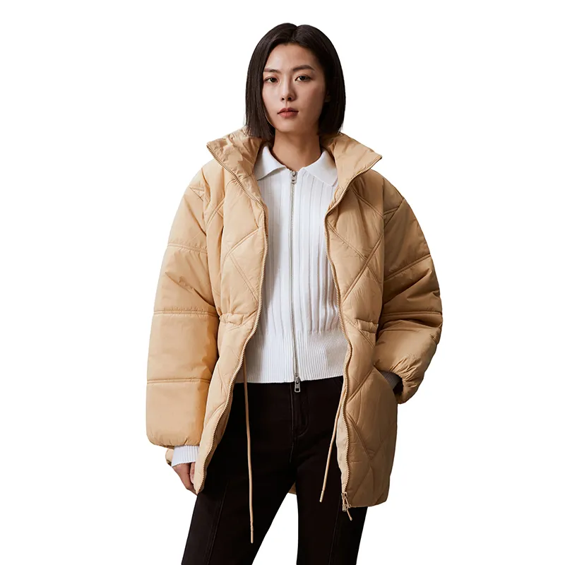 CALVIN KLEIN Puffer Jacket Women's Ivory Yellow