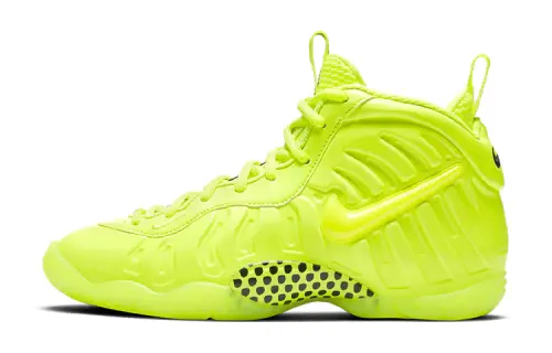 Nike Foamposite Pro Little Posite Volt synthetic leather spray foam 2021 replica GS anti-slip, shock-absorbing and wear-resistant, mid-top basketball shoes, fluorescent yellow, same style for men and women