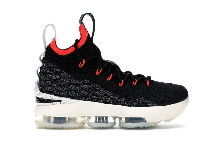 Мужские кроссовки Nike NikeLebron 15 Black Bright CrimsonGS (черно-белые) — Чёрныйбелый — фото 2