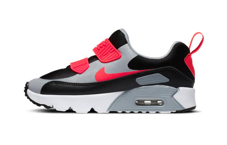 Nike Air Max 90 round toe low top children's running shoes gray black red small and medium-sized children