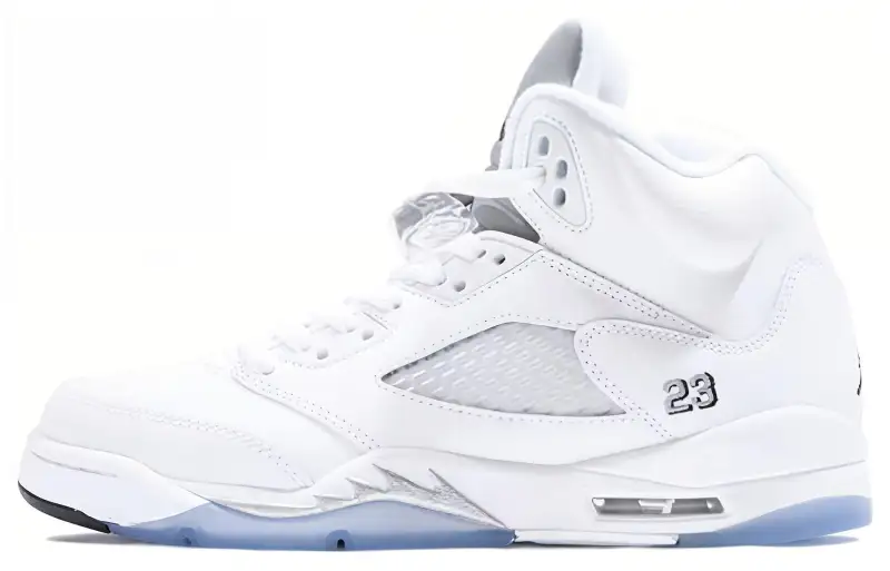 Jordan Air Jordan 5 Retro Metallic White High top Basketball Shoes White Silver 2015 Unisex