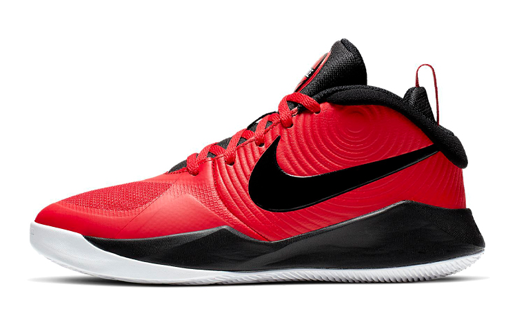Nike Team Hustle D 9 Slip Resistant Cushioning Abrasion Resistant Mid top Basketball Shoes Red Black Unisex
