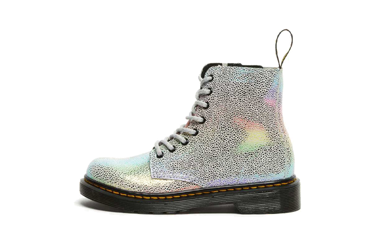 Dr.Martens Dr. Martin 1460 Junior Pascal shiny lace zipper Martin waterproof and wear-resistant boots silver white for children and middle-aged children
