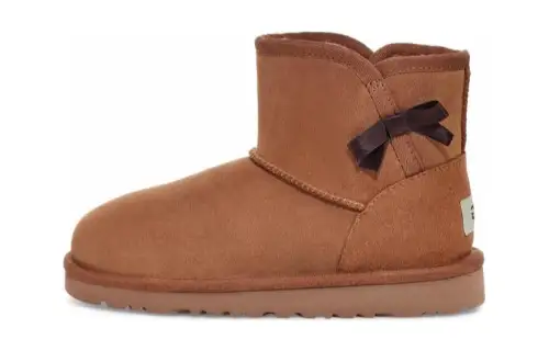UGG Cow suede comfortable bow waterproof and warm snow boots children's chestnut brown