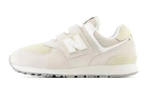 New Balance NB 574 comfortable, anti-kick, shock-absorbing and wear-resistant, low-cut children's running shoes, beige and white, children's style