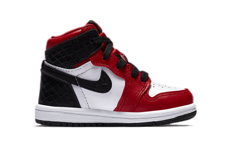 Детские кроссовки Jordan Air Jordan 1 Retro High OG "Satin Red" 2020 (красно-белые) — 缎红 — фото 3