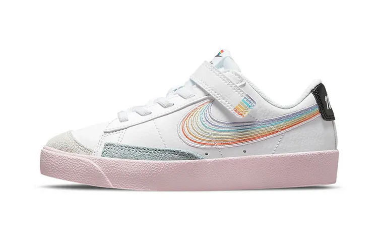 Nike Blazer Low '77 'Be True' Rainbow Hook Low top Skateboard Shoes White Pink Children Aged 3 7 Years Old