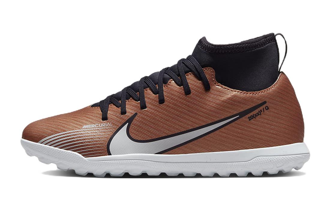 Nike Jr. Mercurial Superfly 9 Club non-slip, shock-absorbing and wear-resistant mid-top children's football shoes metal copper children's style