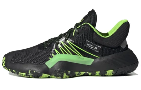 Adidas D.O.N. Issue #1 J Non slip Lightweight Low top Children's Basketball Shoes Black Green Teenagers