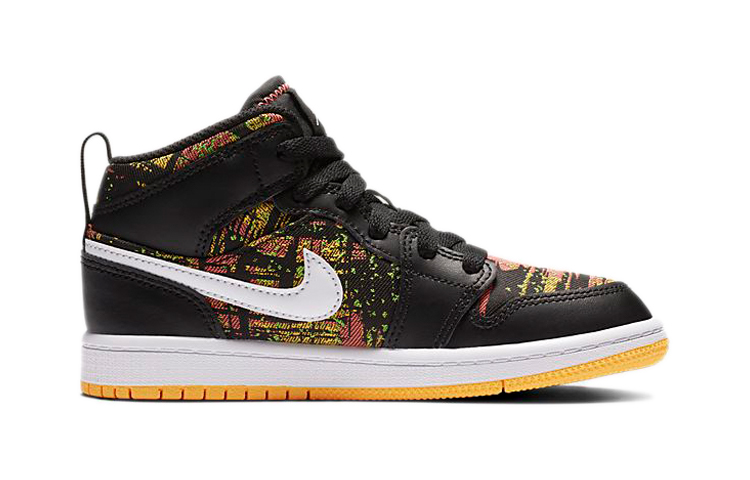 Детские кроссовки Jordan Air Jordan 1 (черно-бело-оранжевый) — Чёрныйбелыйоранжевый — фото 4