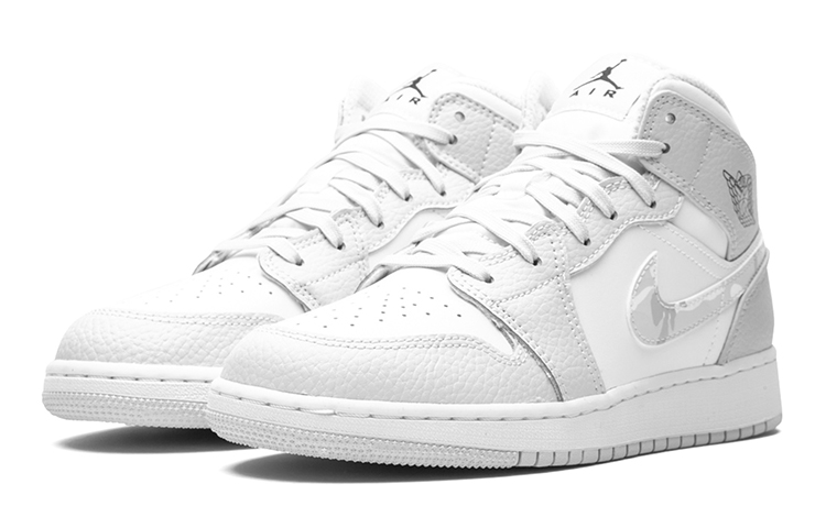Женские кроссовки Jordan Air Jordan 1 Mid (серо-белый) — Серый / белый — фото 6