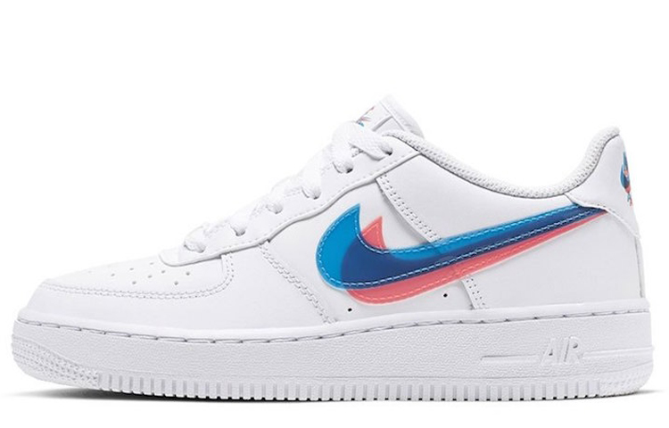 Nike Air Force 1 LV8 KSA 3D glasses naked eye 3D double hooks classic sports shock absorption low top children's shoes white