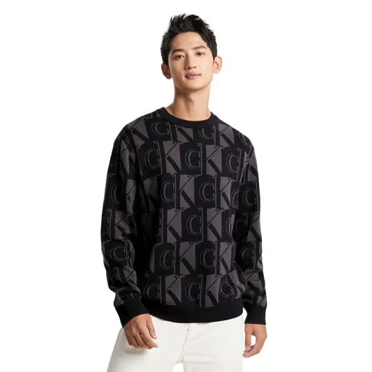 Calvin Klein Sweaters Men's BEH Space Black Crew Neck Moderate Other