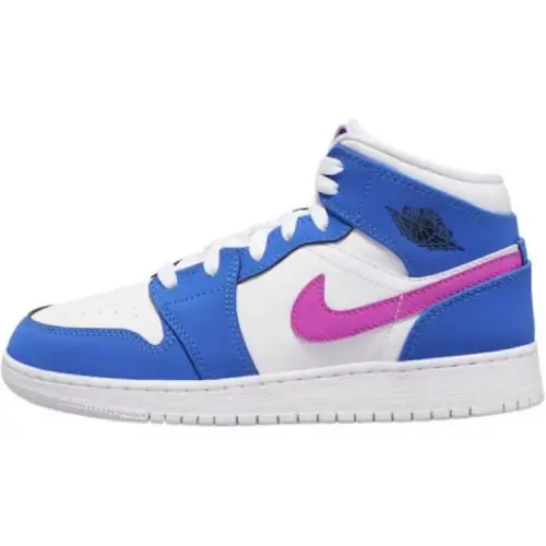 Jordan Air Jordan 1 Mid top Basketball Shoes White Blue Unisex