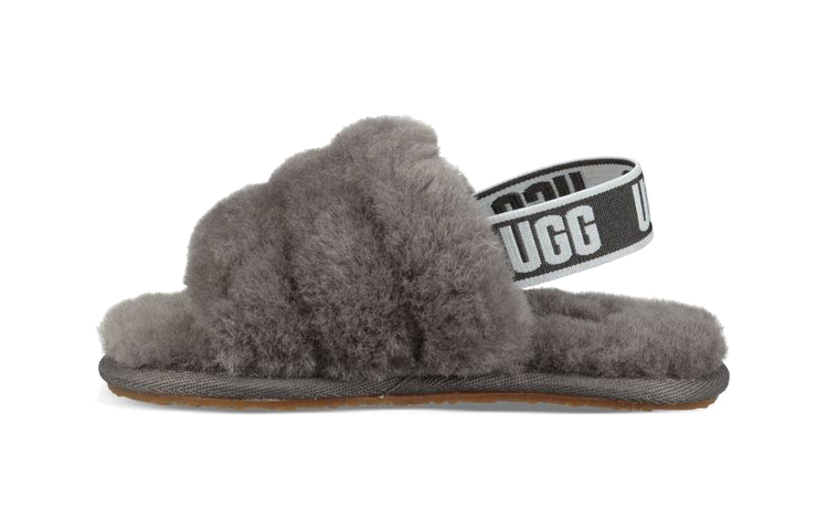 Детские сандалии UGG FLUFF YEAH Slide (угольно-серые)