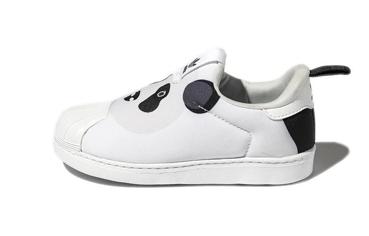 Детские слипоны adidas adidas originals SUPERSTAR 360 360 I (бело-черные с принтом панды)