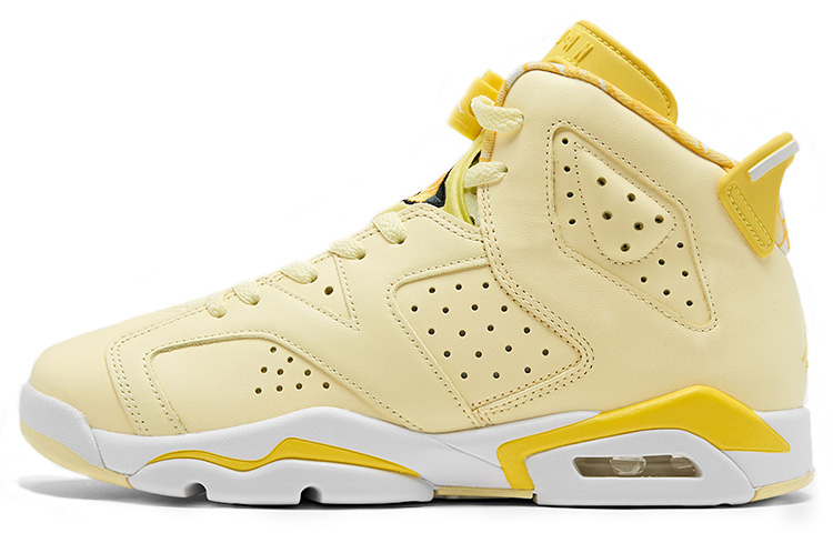 Jordan Air Jordan 6 synthetic leather fabric floral wear-resistant high-top children's basketball shoes yellow