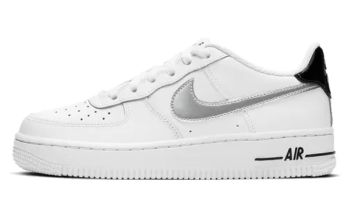 Nike Air Force 1 Low White Black Metallic Silver GS