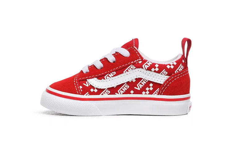 Детские кеды Vans Old Skool Logo Repeat Elastic Lace (красные)