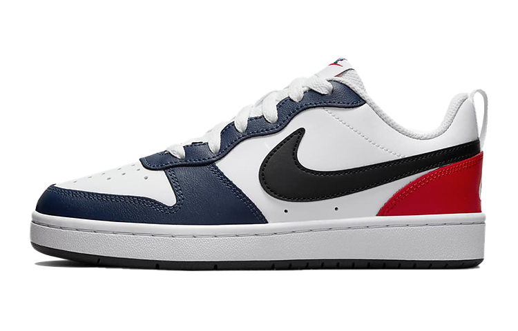 Nike Court Borough Low 2 leather obsidian casual flexible adaptable non-slip wear-resistant low-top children's sneakers white blue red