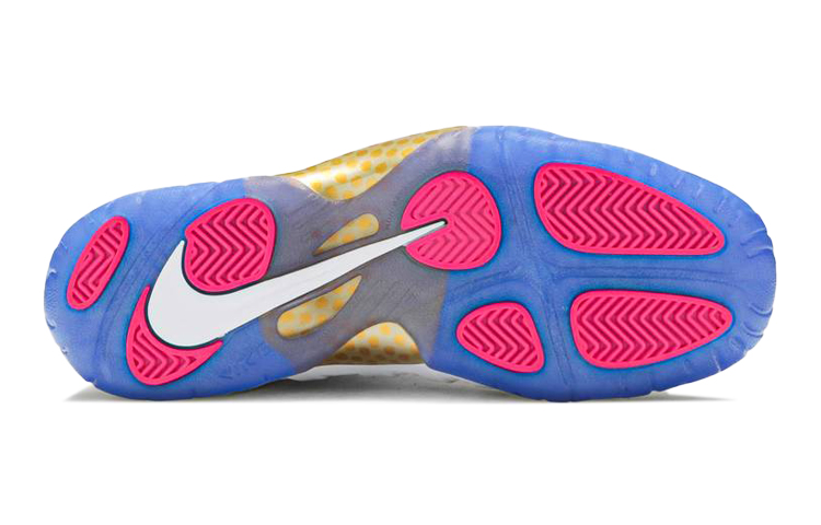 Кроссовки Nike Foamposite One (бело-сине-золотой) — Белый / золотой / синийфиолетовый — фото 6