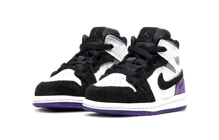 Детские кроссовки Jordan Air Jordan 1 Mid SE (черно-бело-фиолетовый) — Чёрный / белый / фиолетовый — фото 4