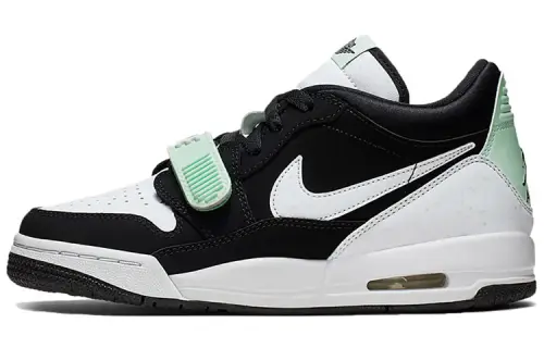 Jordan Legacy 312 Low Black White Teal Tint Cowhide Leather Fluorescent Panda GS Anti-slip Shock Absorbing Wear-Resistant Low-top Basketball Shoes Black and White Green Same Style for Men and Women