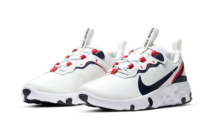 Кроссовки Nike React Element 55 (бело-сине-красные) — фото 5