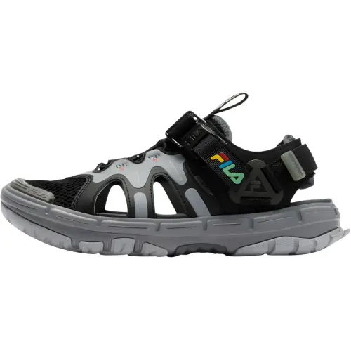 FILA KIDS Synthetic leather fabric seasonal series Beetle GLOWFLY 2 casual and versatile non-slip wear-resistant lightweight shock-absorbing low-top children's sandals black/castle gray
