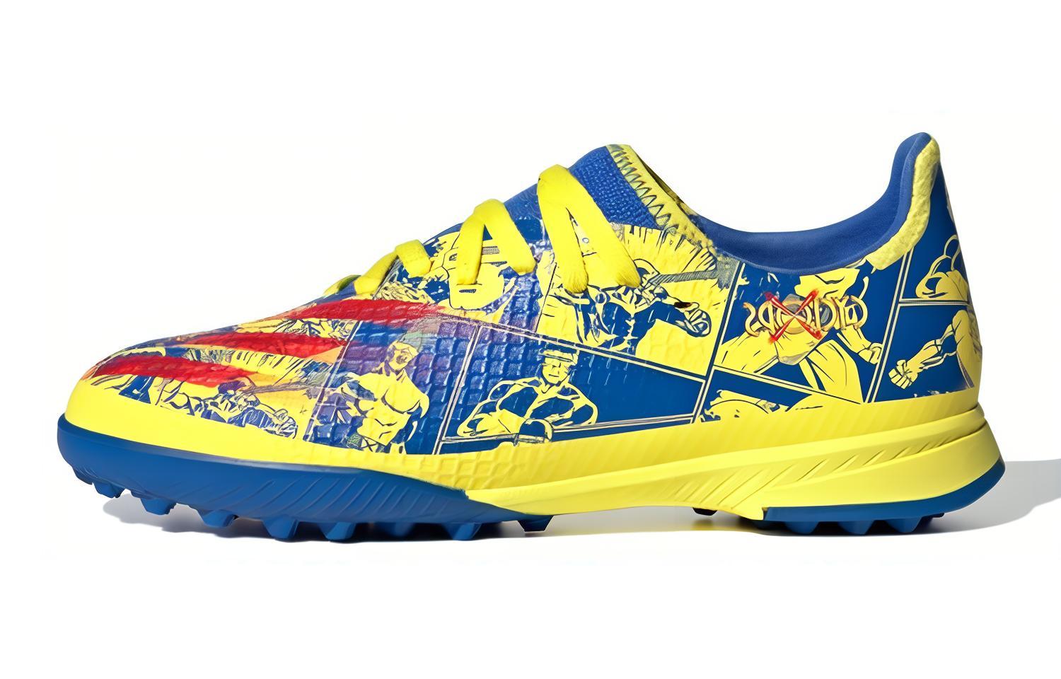 Детские кроссовки adidas X GHOSTED TF (сине-желтые)
