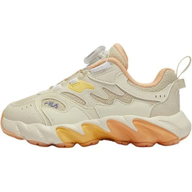 FILA KIDS BOA Fern Sneakers Abrasion Resistant Low top Kids' Training Shoes Ecru Children Aged 3 7 Years Old