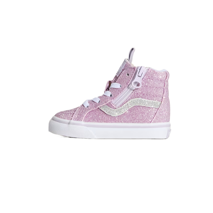 Vans Sk8-Hi Canvas Suede ToddlerSide Zip Shoe Fashion Trend Personality Versatile Toddler Shoes Flash Lilac Mist Purple Infants and Toddlers